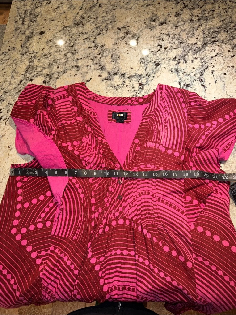 Maeve by Anthropologie Bright Pink Swirl Print Ruffle Hem Dress-The Cassandra - Picture 9 of 15
